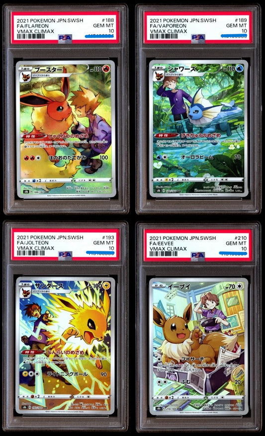 PSA10 - Lot Evolitions CHR - Evoli, Aquali, Pyroli, Voltali - VMAX CLIMAX